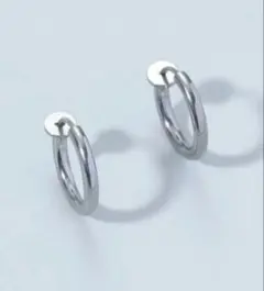 シルバー フープイヤリング 両耳分　ノンホールピアス　ステンレス