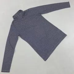 ストライプ柄 タートルネック 長袖トップス ネイビー Mサイズ 大人 インナー