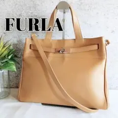 良品 フルラ 2way レザー ショルダー ハンドバッグ 鞄 レディース メンズ