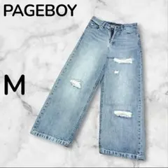PAGEBOY ダメージ加工 デニム ワイドパンツ M