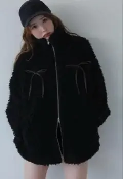 one after another NICE CLAUP リボンボアブルゾン