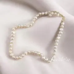 セール品　天然真珠　淡水パールバロックネックレス
