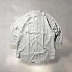 00s BrooksBrothers長袖チェックシャツ白水色17号海外ストリート