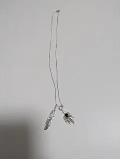 silver925 オニキスマリファナ＆フェザー ペンダント