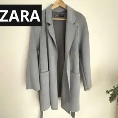 ザラ エコスエード ベルト付　ガウンコート グレー　綺麗めコーデ