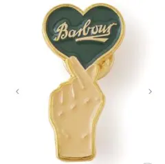 バブアー　Barbour ピンバッジ　ラブ グリーン ハート　指ハート　新品