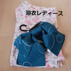 花柄浴衣・深緑色帯セット