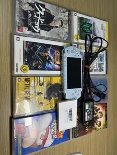 PSP ゲームセット　新品バッテリー、ゲームカセット付き