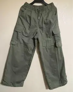 GU GIRLS カーゴプルオンワイドパンツJR オリーブ