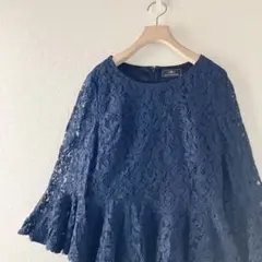 グレースコンチネンタル　花柄 総レース　刺繍　ペプラム　長袖　ブラウス　トップス