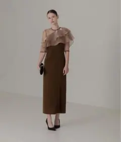 【LEJA】アシンメトリーティアードフリル3WAYベロアIラインドレス Mサイズ