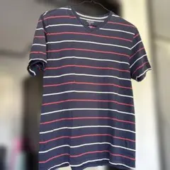 GAP メンズ　ネイビー Vネック Tシャツ Lサイズ ストライプ
