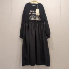 【新品・タグ付き】ロゴスデイズ 長袖ワンピース 切り替え 裏起毛 M 黒
