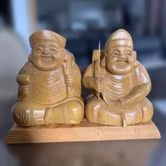 出雲大社 両神木像 木彫り 恵比寿 大黒天 置物 木箱入り - メルカリ