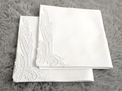 ウェディング 白 ハンカチ刺繍入り 新郎新婦ペア