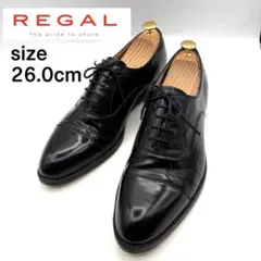 美品 リーガル 内羽根 ストレートチップ レザー 黒 26.0 V095のサムネイル