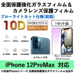 iPhone12ProMaxブルーライトカット全面フィルム&カメラ用透明フィルム
