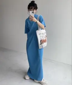 wee9s スーパーストレッチプリーツワンピース（半袖）