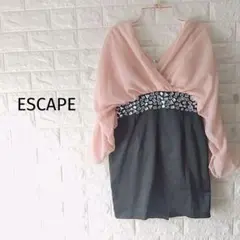 300円〜 ESCAPE ビジュー パーティー　キャバドレス　ミニ丈 華やか