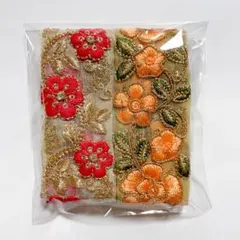 インド刺繍リボン　2つセット　まとめ売り　4cm幅