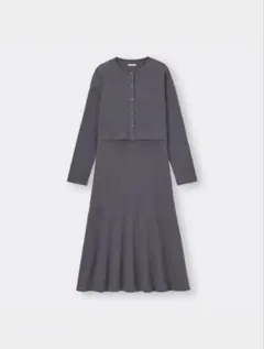 GU カーディガンセットワンピース 長袖 グレイ