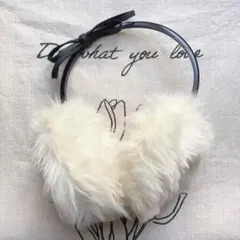 ホワイト ファー イヤーマフ 耳あて リボン レディース