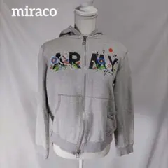 miraco ARMY 刺繍 ダブルジップパーカー M グレー 鳥 花 グレー