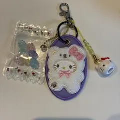 ★じゃらじゃらワッペンキーホルダー★(ハローキティ)☻おまけ付き☻