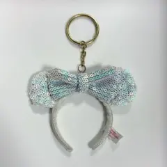 ディズニー スパンコール カチューシャ キーホルダー ホワイト オーロラ