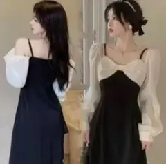 エレガントパーティードレス ブラック/ホワイト