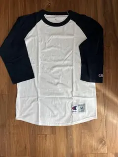 【新品未使用】Champion 七分袖 Tシャツ Mサイズ ホワイト/ネイビー
