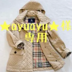バーバリーロンドン　キルティングジャケット　ノバチェック　フード　ベージュ　M