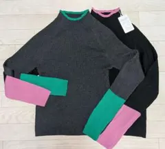 しまむら rosefarm 配色ラグランリブニット 2枚セット