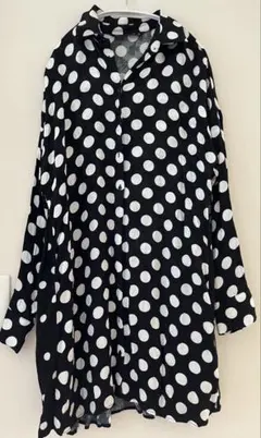 ZARA BASIC ドット柄 長袖シャツ ブラック Sのサムネイル