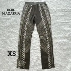 BCBG MAXAZRIA スパッツ 総柄 スリット グレー 透け感 XS