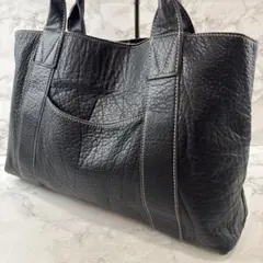 TAKASHIMAYA 高島屋 本革 シュリンクレザー トートバッグ 黒ブラックのサムネイル