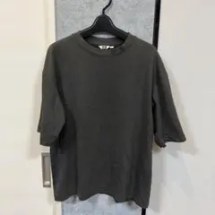 UNIQLOUエアリズムコットンオーバーT 5分袖Lサイズブルー