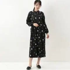 SUPER HAKKA スーパーハッカ 鳥 プリント ロングワンピース 前開き