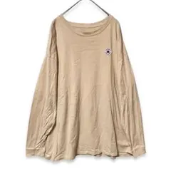 コンバース長袖ロングTシャツLLベージュ バックプリントオーバーサイズ
