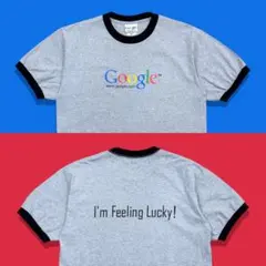 00s Y2K Google グーグル メッセージリンガーTシャツ グレーのサムネイル