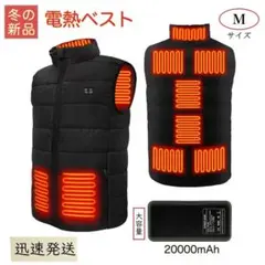 電熱ベスト 20000mAhバッテリー付き 加熱服 日本製ヒーター 防寒服 M