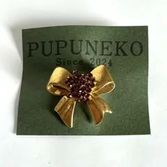 ヴィンテージ　レトロ　アンティーク　ブローチ　リボン　クラシカル　ビジュー　70