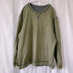 【リバーシブル】ヴィンテージ風 トレーナー 2WAY チャコール×カーキ