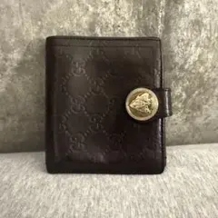GUCCI グッチ 折り財布 メタルロゴ ブラウン グッチシマ GG - メルカリ