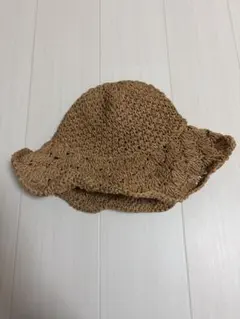 ベージュ ストロー編み バケットハット