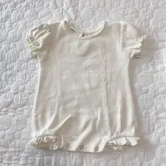 韓国子供服 パフスリーブ ワッフルロンパース