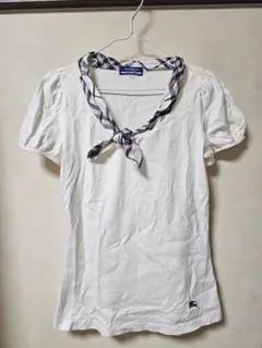 BURBERRY BLUE LABEL ノバチェック 襟リボン 半袖カットソー