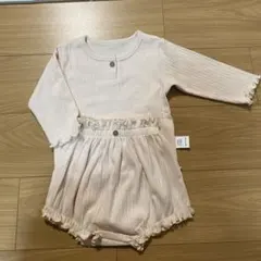 BBAMMA リブ編みピンク長袖ショートパンツセット