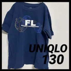 UNIQLO｜紺｜プリントTシャツ｜130｜シンプル｜英字ロゴ｜ネイビー｜半袖