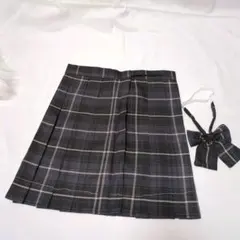 制服二点セット スカート リボン チェック グレー コスプレJK 制服ディズニー